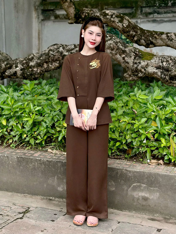 Bộ cách tân đũi tằm cao cấp thêu An DHT01